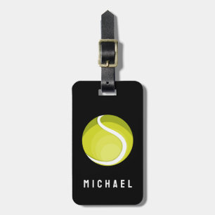 Trendy Tennis Racquet und Ball Personalisiert Blac Gepäckanhänger
