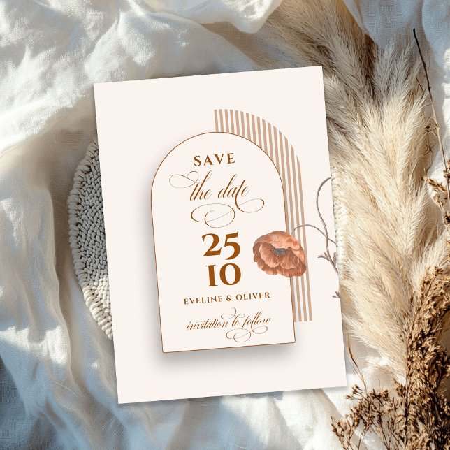 Trendy Terracotta Blume Bogen Brauntönen Elfenbein Einladung (Trendy Terracotta flowers arch brown hues ivory Invitation)