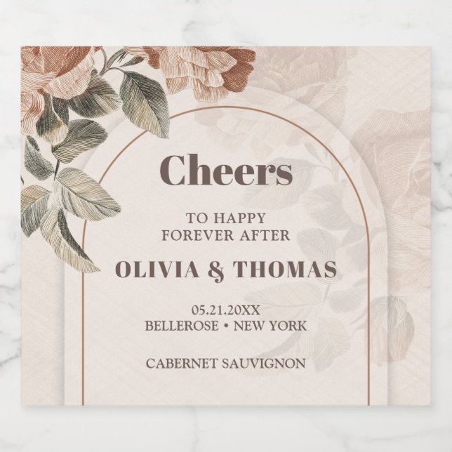 Trendy Terracotta Blume Salbeibraun Farbbogen (Einzelnes Label)