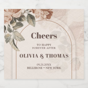 Trendy Terracotta Blume Salbeibraun Farbbogen Bierflaschenetikett