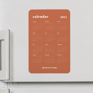 Trendy Terracotta Volljähriges Jahr 2024 Kalender Magnet