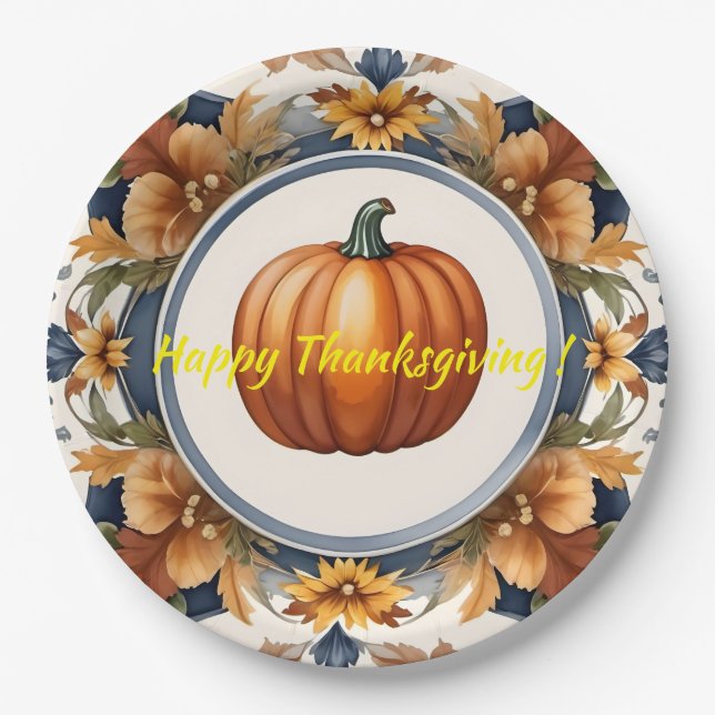 Trendy Thanksgiving Pumpkin Autumn Collection Pappteller (Vorderseite)
