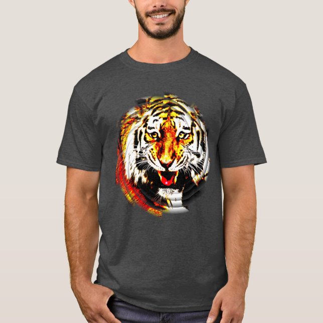 Trendy Tiger Head Moderne elegante Vorlage T-Shirt (Vorderseite)