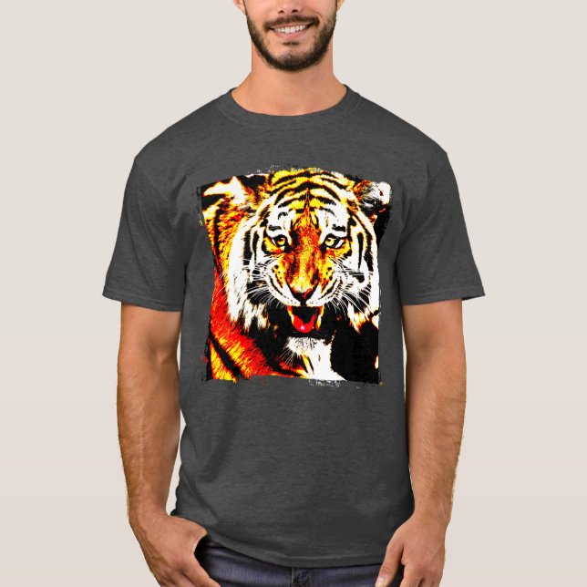 Trendy Tiger Moderne elegante Vorlage T-Shirt (Vorderseite)