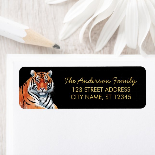 Trendy Tiger Rücksendeadresse Schwarz Gold  (Insitu)