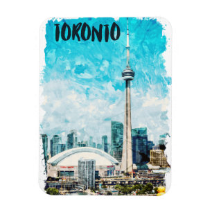 Trendy Toronto Canada Vintag Watercolor Foto Magnet