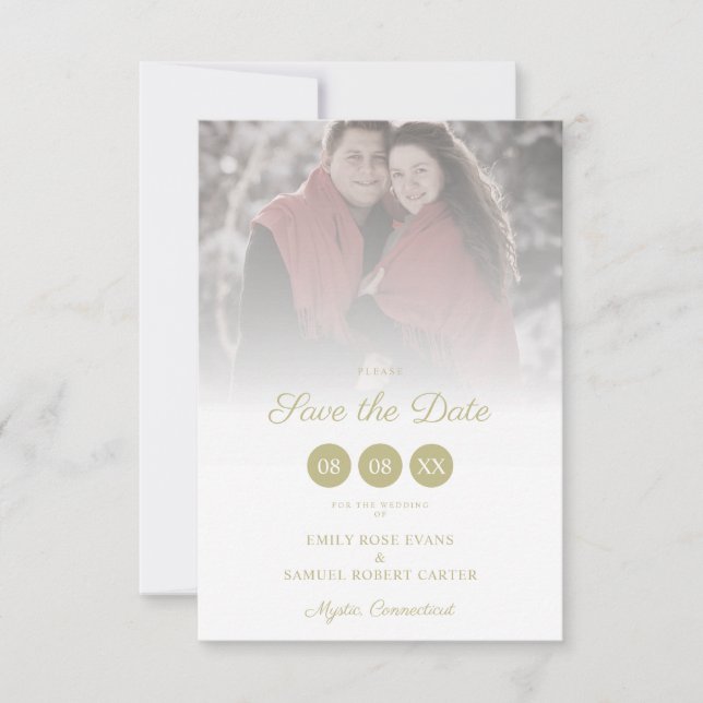 Trendy Transparency Effect Elegant Photo Wedding Save The Date (Vorderseite)