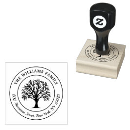 Trendy Tree Familienname Kurve Text Rücksendeadres Gummistempel
