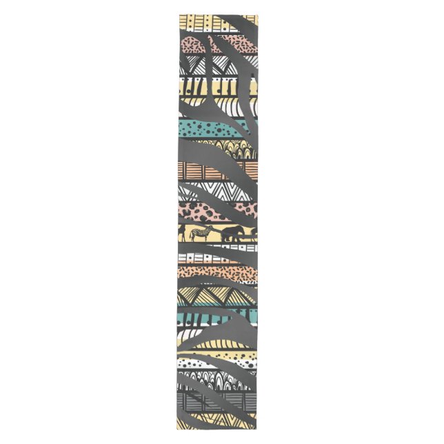 Trendy Tribal African Pattern Zebra Print Mittelgroßer Tischläufer (Vorderseite)
