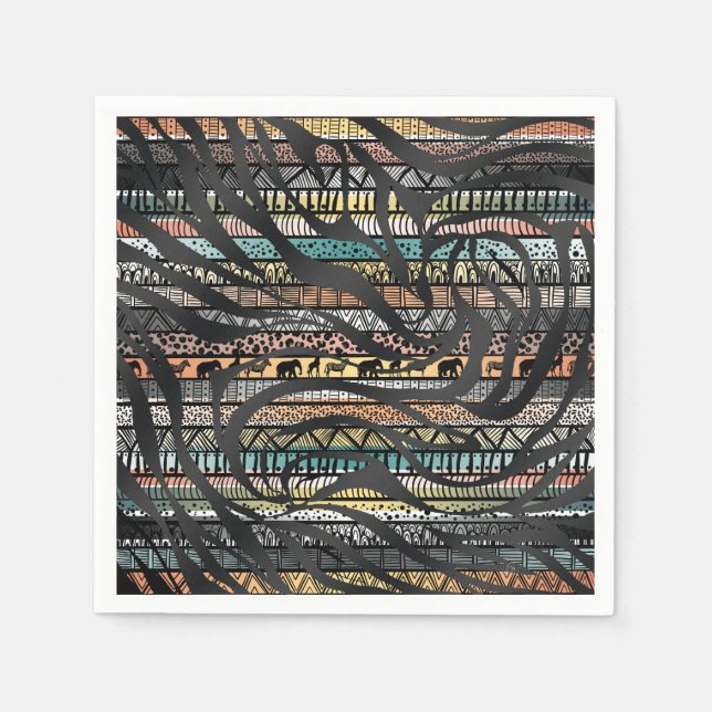 Trendy Tribal African Pattern Zebra Print Serviette (Vorderseite)