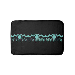 Trendy Tribal Geometric Turquoise and Black Badematte