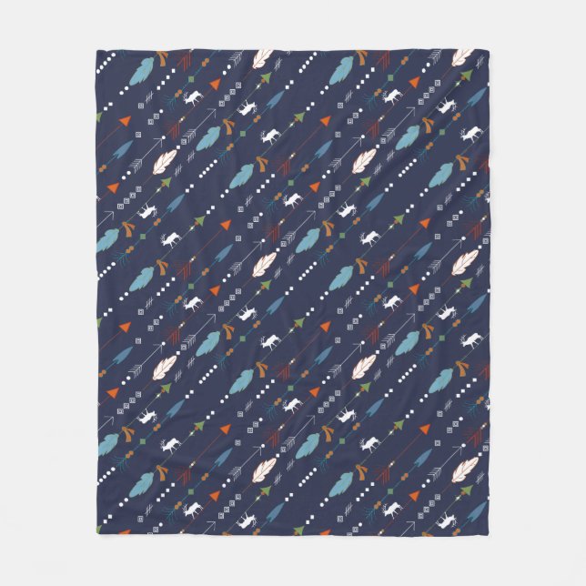 Trendy Tribal Moose & Feathered Arrow Personalisie Fleecedecke (Vorderseite)