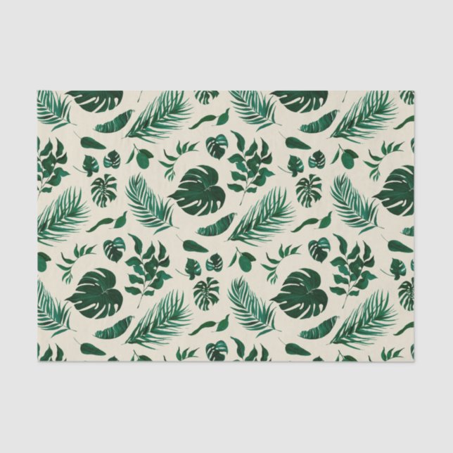 Trendy Tropical Foliage Green Blätter Muster Seidenpapier (Vorderseite)