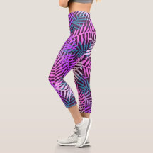 Trendy Tropical Palm Blätter Muster Lila Aquamarin