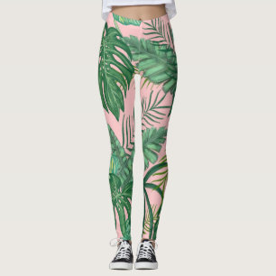Trendy Tropical Palm Blätter Muster Pink Leggings