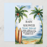 Trendy Tropical Summer surfing Beach Baby Dusche
