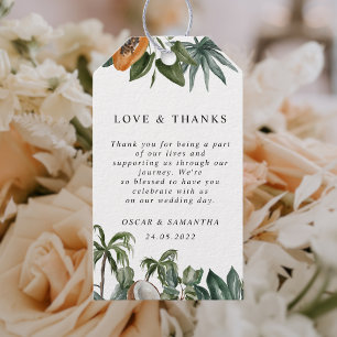 Trendy Tropical Watercolor Green Blätter Geschenkanhänger