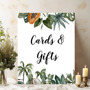 Trendy Tropical Watercolor Green Blätter Poster