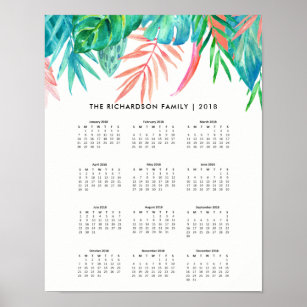 Trendy Tropical Watercolor   Kalender 2018 Poster