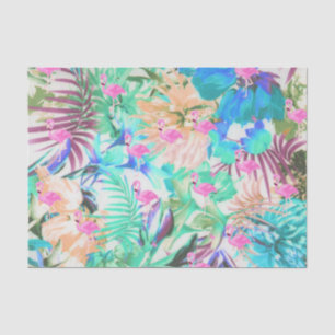 Trendy tropischer aquamariner rosa Blumenflamingo Seidenpapier