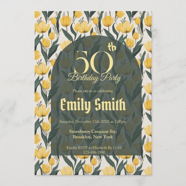 Trendy Tulip Aesthetic Spring Birthday Einladung (Vorderseite)