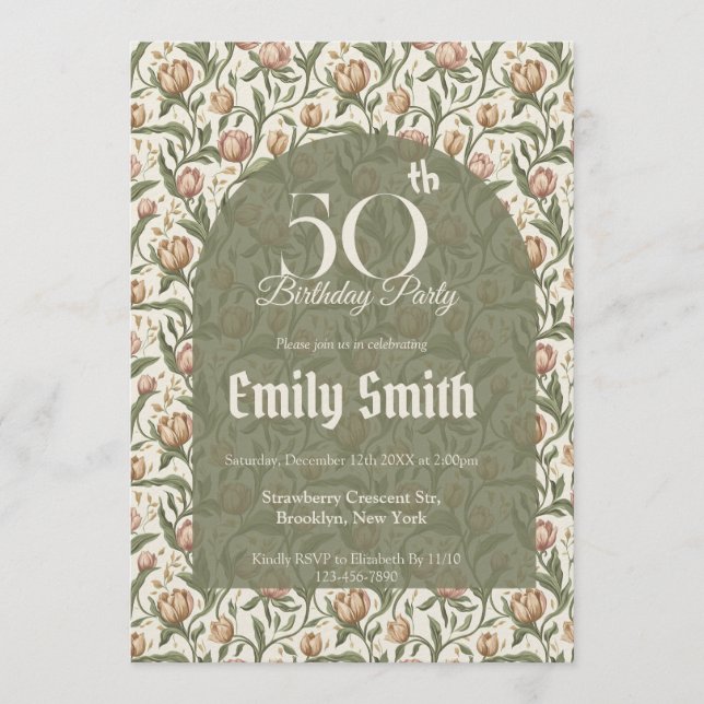 Trendy Tulip Inspired Birthday Party Einladung (Vorderseite)