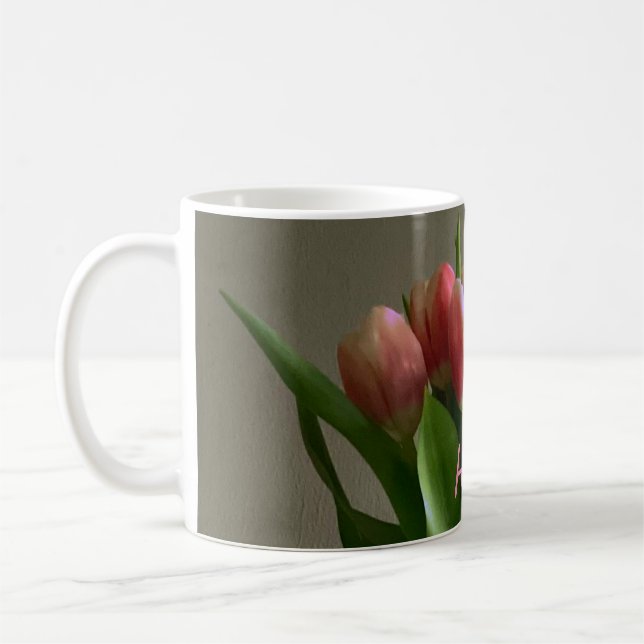 Trendy Tulips V1 Original Blume Foto für sie Kaffeetasse (Links)
