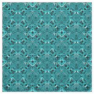 Trendy Türkis Aquamarin Blue African Mosaik Muster Stoff