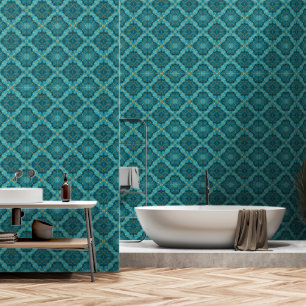 Trendy Turquoise Blue Gold Marmor Collection Tapete