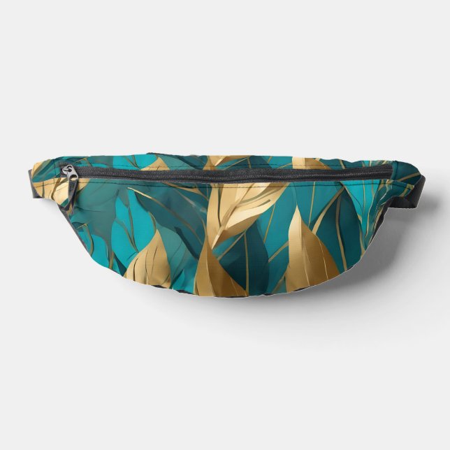 Trendy Turquoise Gold Boho Blätter Collection Bauchtasche (Ablage )