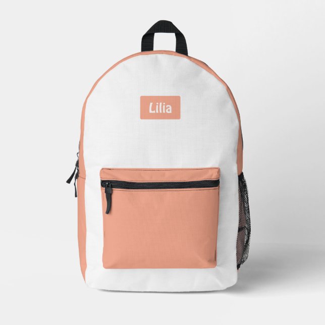 Trendy Two-Tone School Style with Personalization Bedruckter Rucksack (Vorderseite)