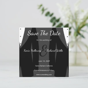 Trendy Two Tuxedos Gay Wedding speichern das Datum Save The Date