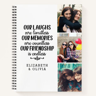 Trendy Typografie Best Friends Names Foto Collage Notizbuch
