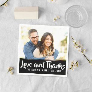 Trendy Typografie Custom Foto Wedding Vielen Dan Serviette