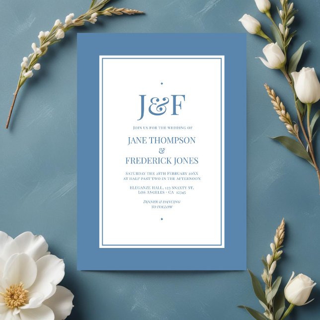 Trendy Typografie Dusty Blue Wedding Einladung (Trendy Typography Dusty Blue Wedding Invitation)