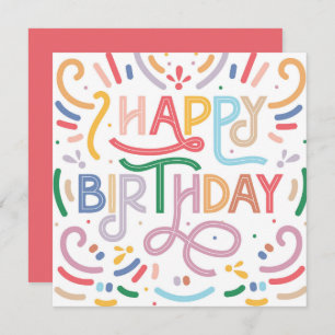 Trendy Typografie Rainbow Modern Happy Birthday Karte