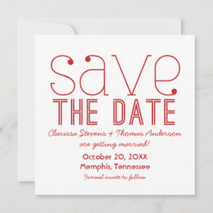 Trendy-Typografie Save-the-Date-Einladung, Rot Einladung