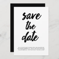 Trendy Typografie Schwarzweiss Save the Date
