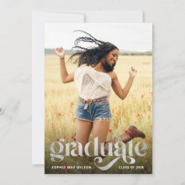 Trendy Typografie Silver Overlay Foto Grad Party Einladung