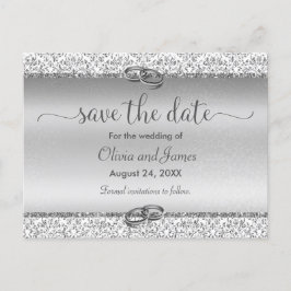 Trendy Typografie Silver Wedding Save the Date Ankündigungspostkarte