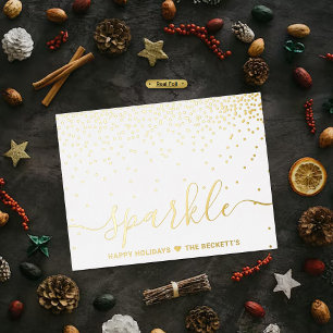 Trendy Typografie "Sparkle" Weihnachten Real Folien Feiertagspostkarte