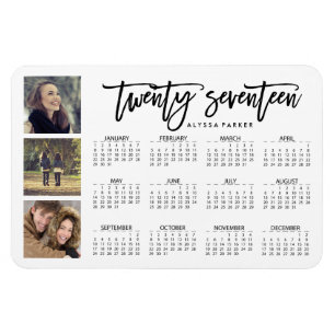Trendy Typografie-und drei der Foto-2017 Kalender Magnet