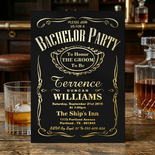 Trendy Typografy Bachelor Party Real Folieneinladung