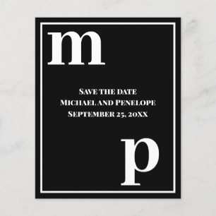 Trendy Typografy Black Budget Save the Date Flyer