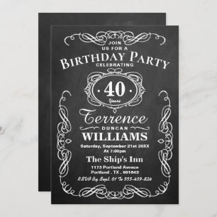 Trendy Typografy Chalkboard Geburtstagsparty Einladung