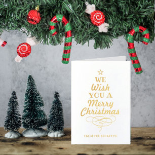 Trendy Typografy Christmas Tree Holiday Folienkarte