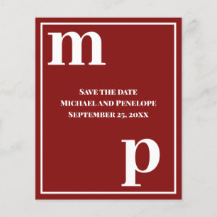 Trendy Typografy Garnet Red Budget Save the Date Flyer