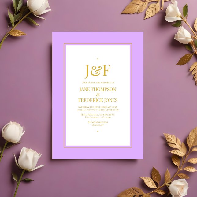 Trendy Typografy Mauve und Gold Wedding Einladung (Trendy Typography Mauve and Gold Wedding Invitation)
