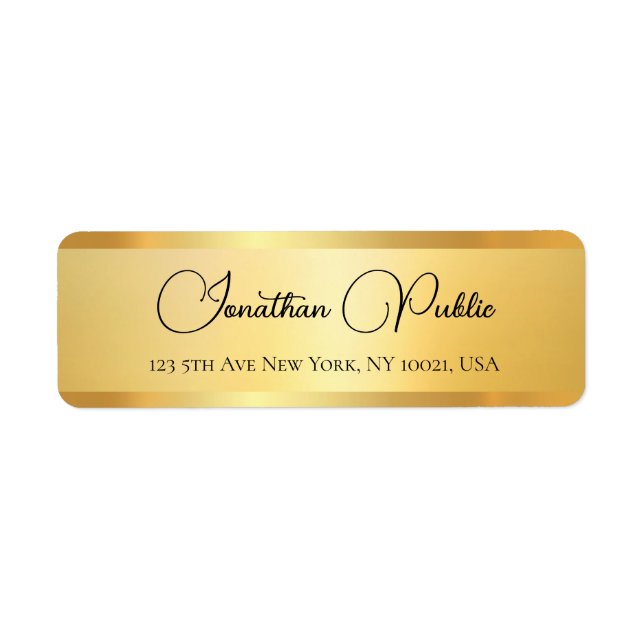 Trendy Typografy Name Gold Look Rücksendeadresse (Vorne)