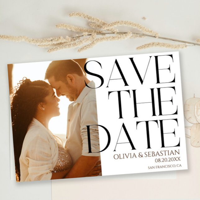 Trendy Typografy Overlay Text Foto Wedding Save The Date (Von Creator hochgeladen)